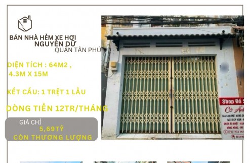 Bán nhà HXH chợ Tân Hương 64m2,1Lầu, 5,69tỷ - Dòng Tiền 12tr/th